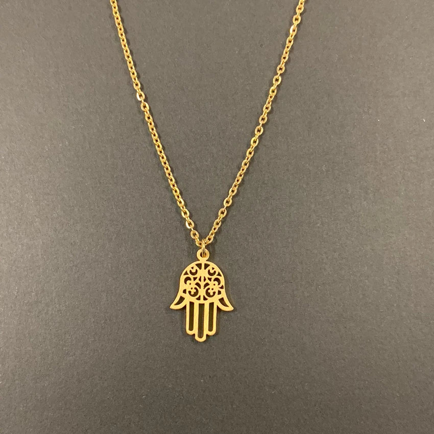 Arabic Soy Luna Hamsa Hand Pendant Necklace