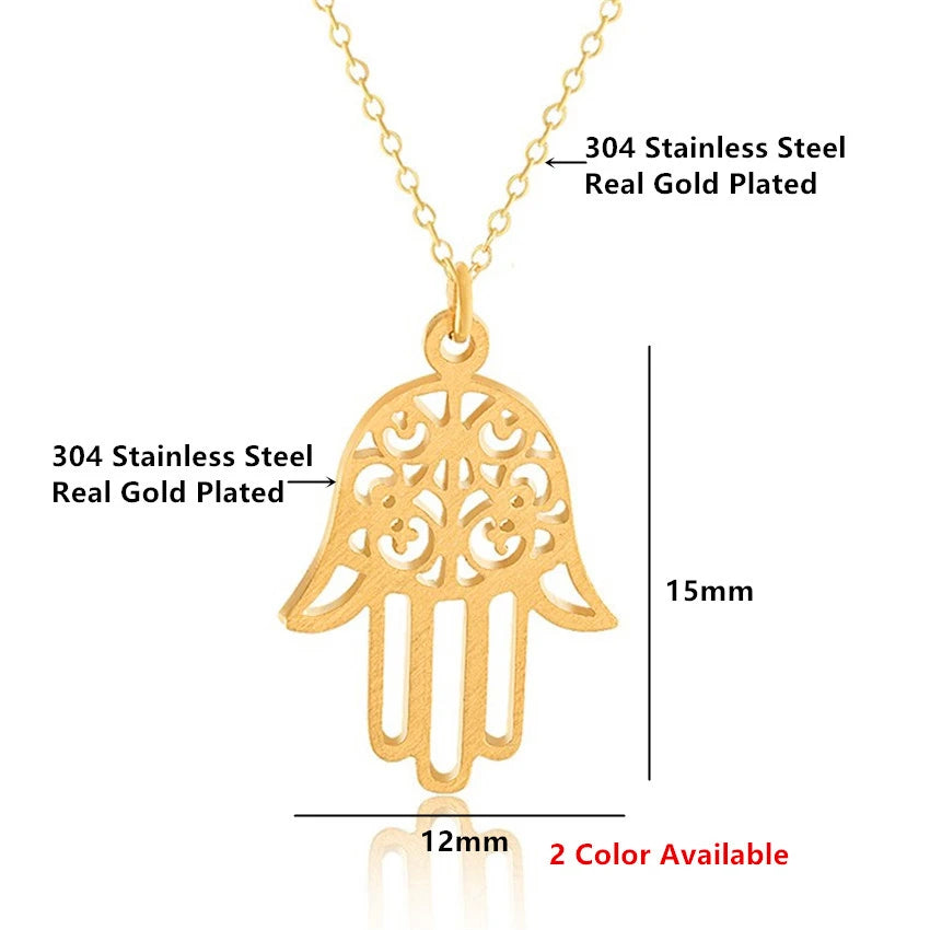 Arabic Soy Luna Hamsa Hand Pendant Necklace