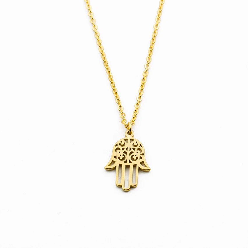 Arabic Soy Luna Hamsa Hand Pendant Necklace