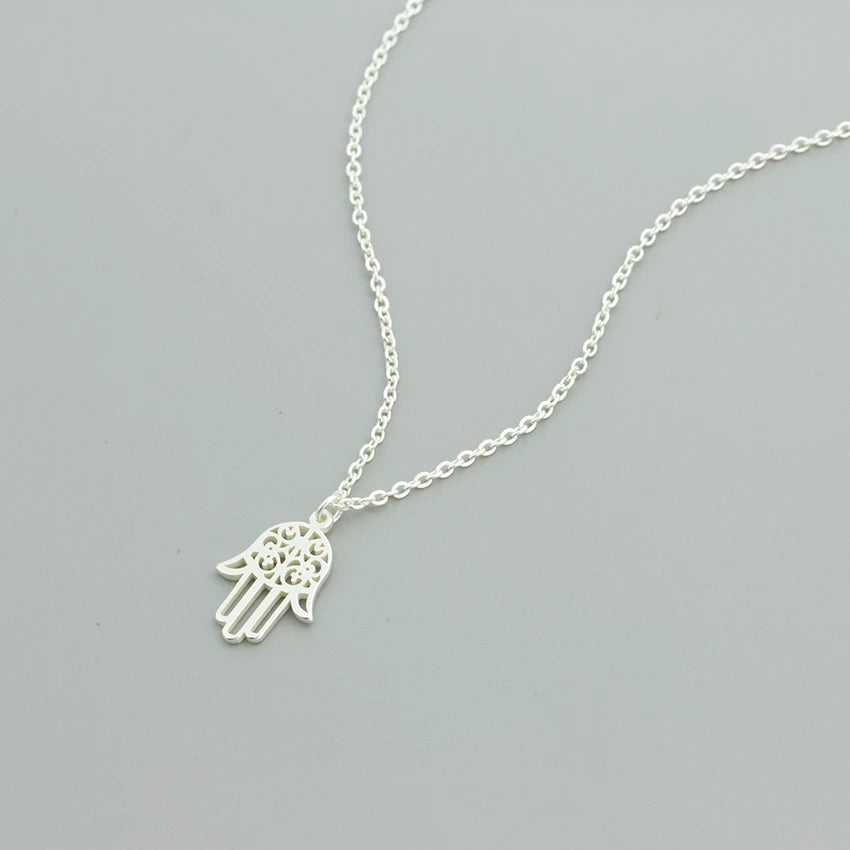Arabic Soy Luna Hamsa Hand Pendant Necklace