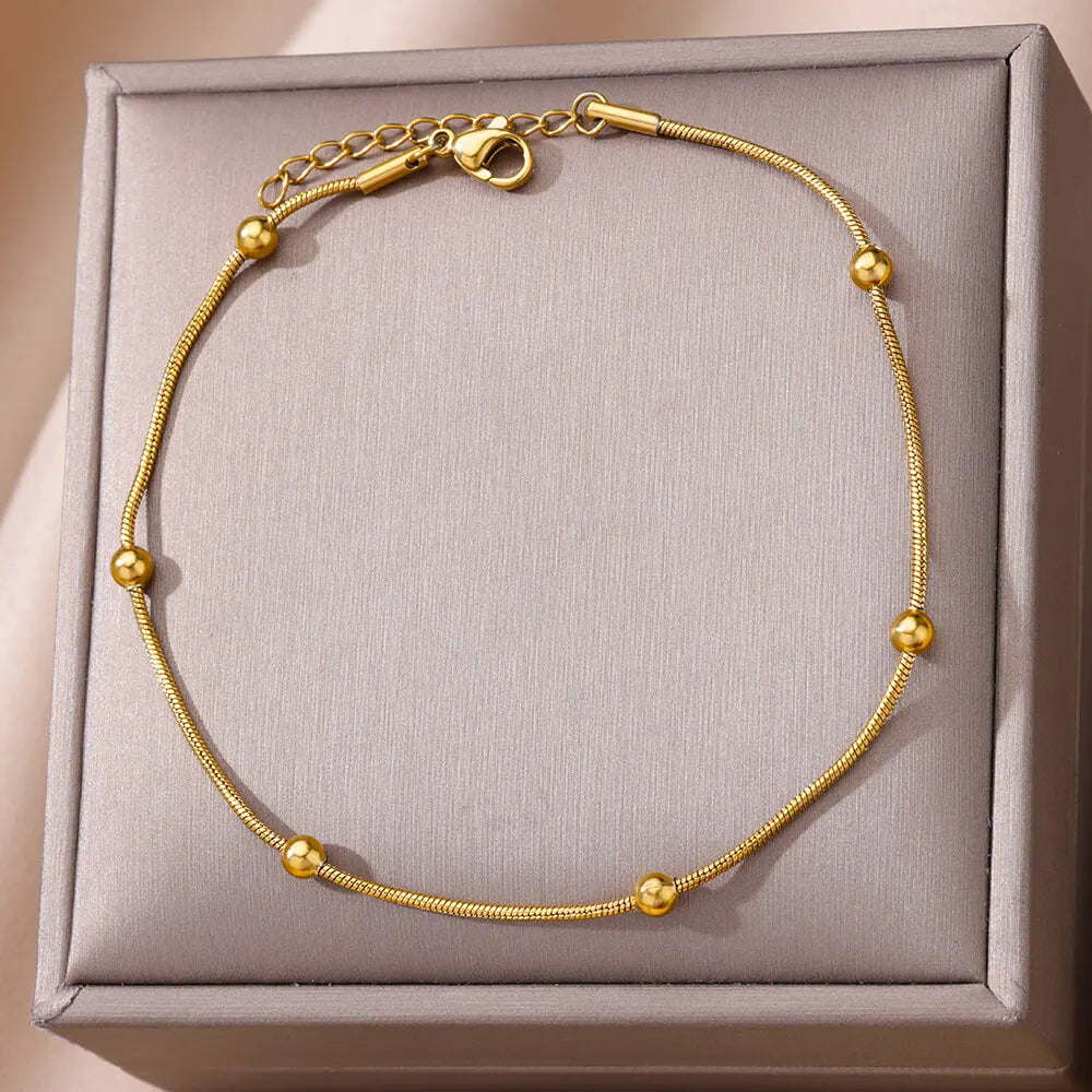 Gold Stainless Steel Adjustable Anklet