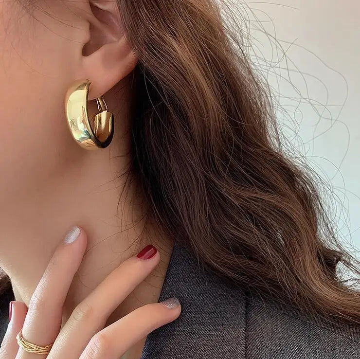 Vintage Gold Plated Chunky Dome Drop Earrings