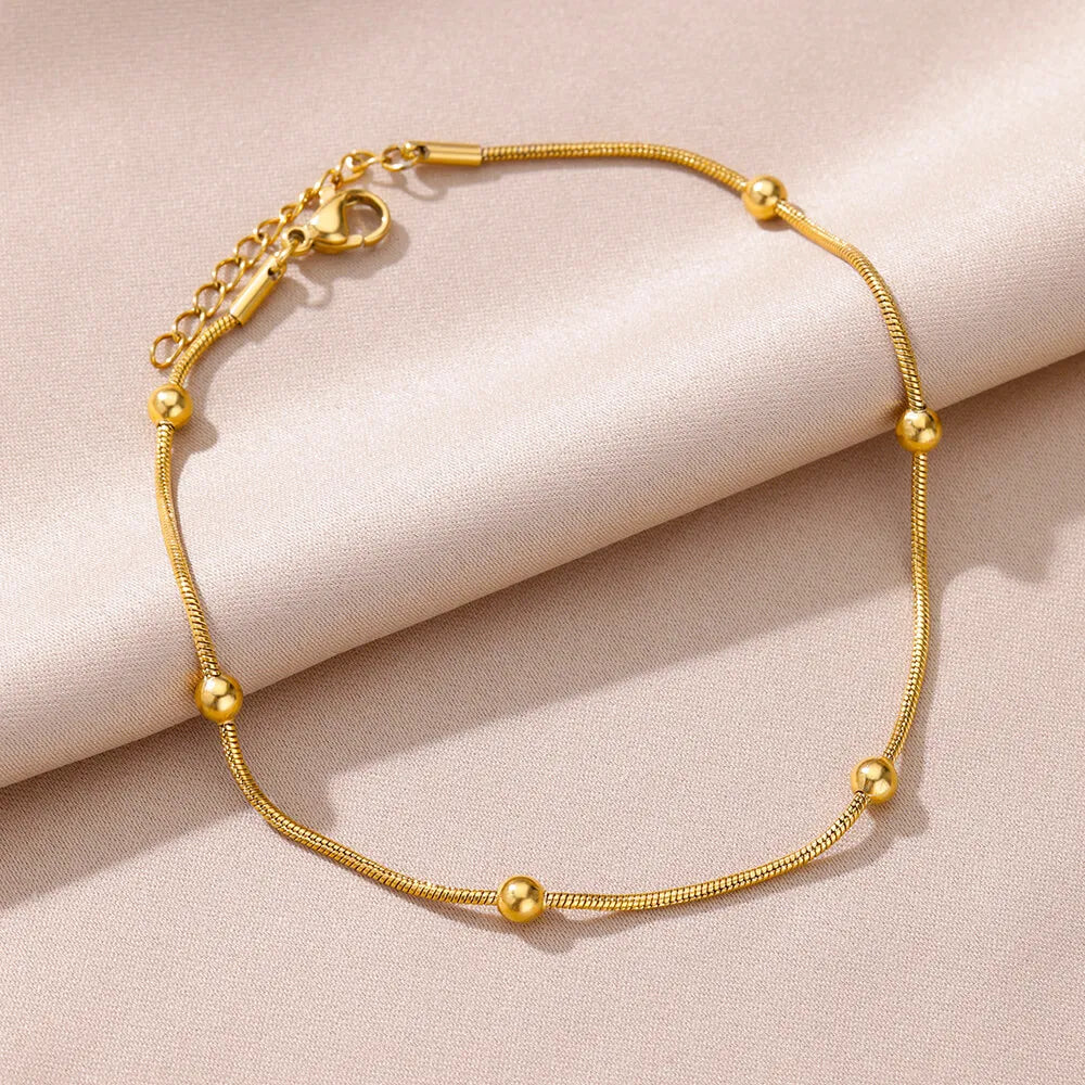 Gold Stainless Steel Adjustable Anklet