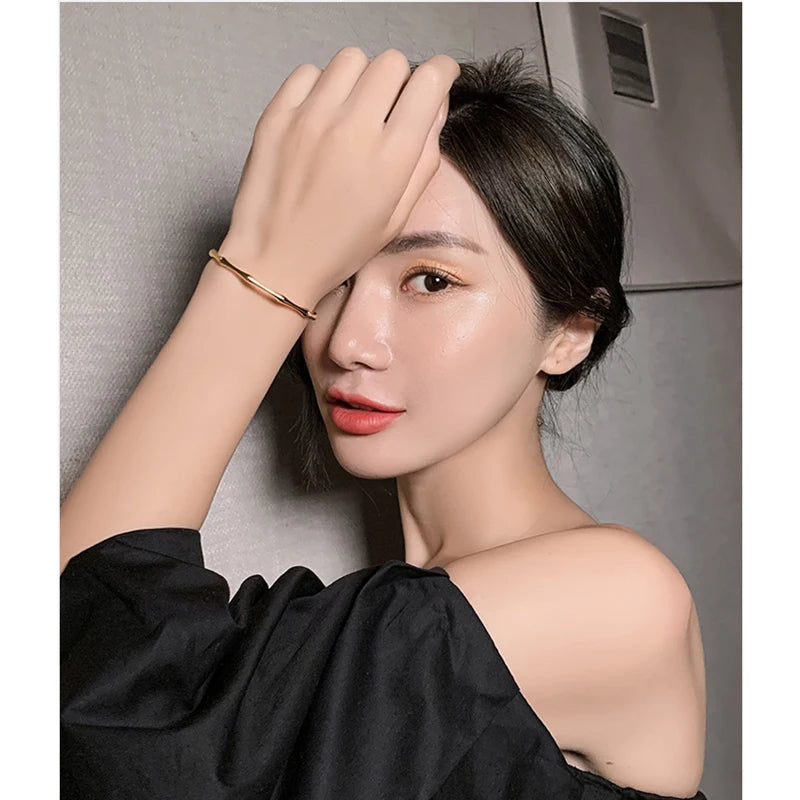 Gold Stainless Steel Bamboo Joint Bangles Trendy Bracelet