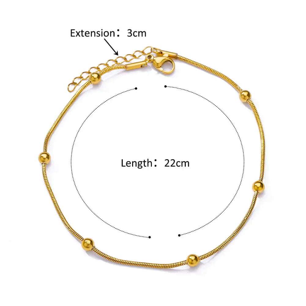 Gold Stainless Steel Adjustable Anklet