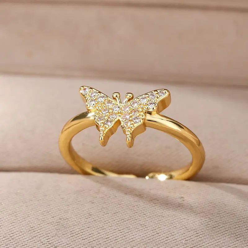 Elegant Bee Butterfly Ring