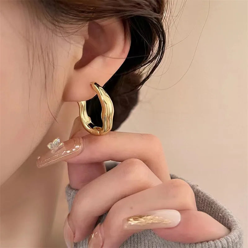 Vintage Gold Plated Chunky Dome Drop Earrings