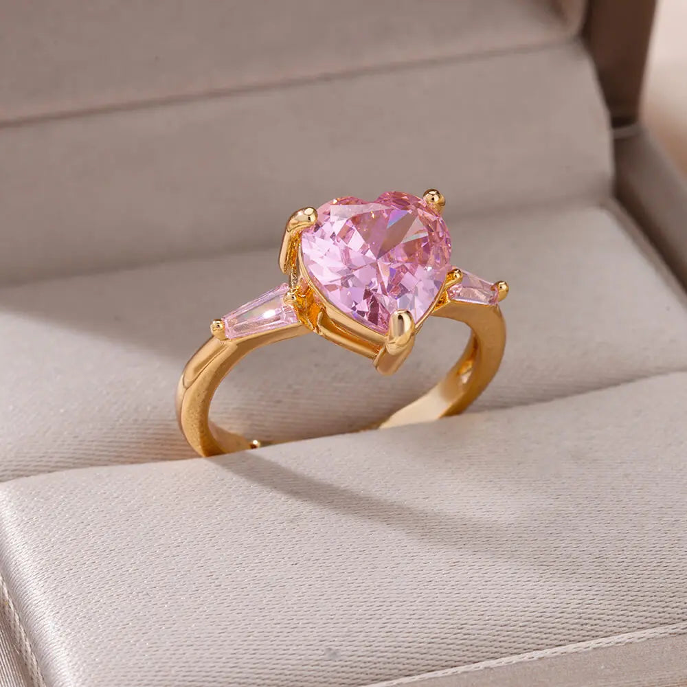 Gold-Plated Stainless Steel Adjustable Heart Ring