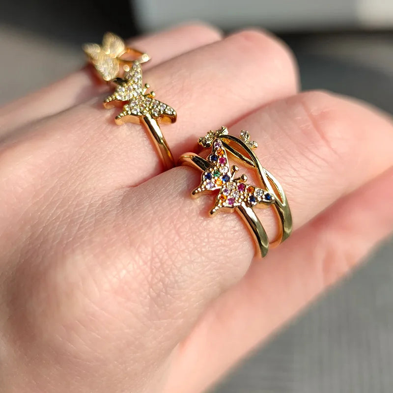 Elegant Bee Butterfly Ring