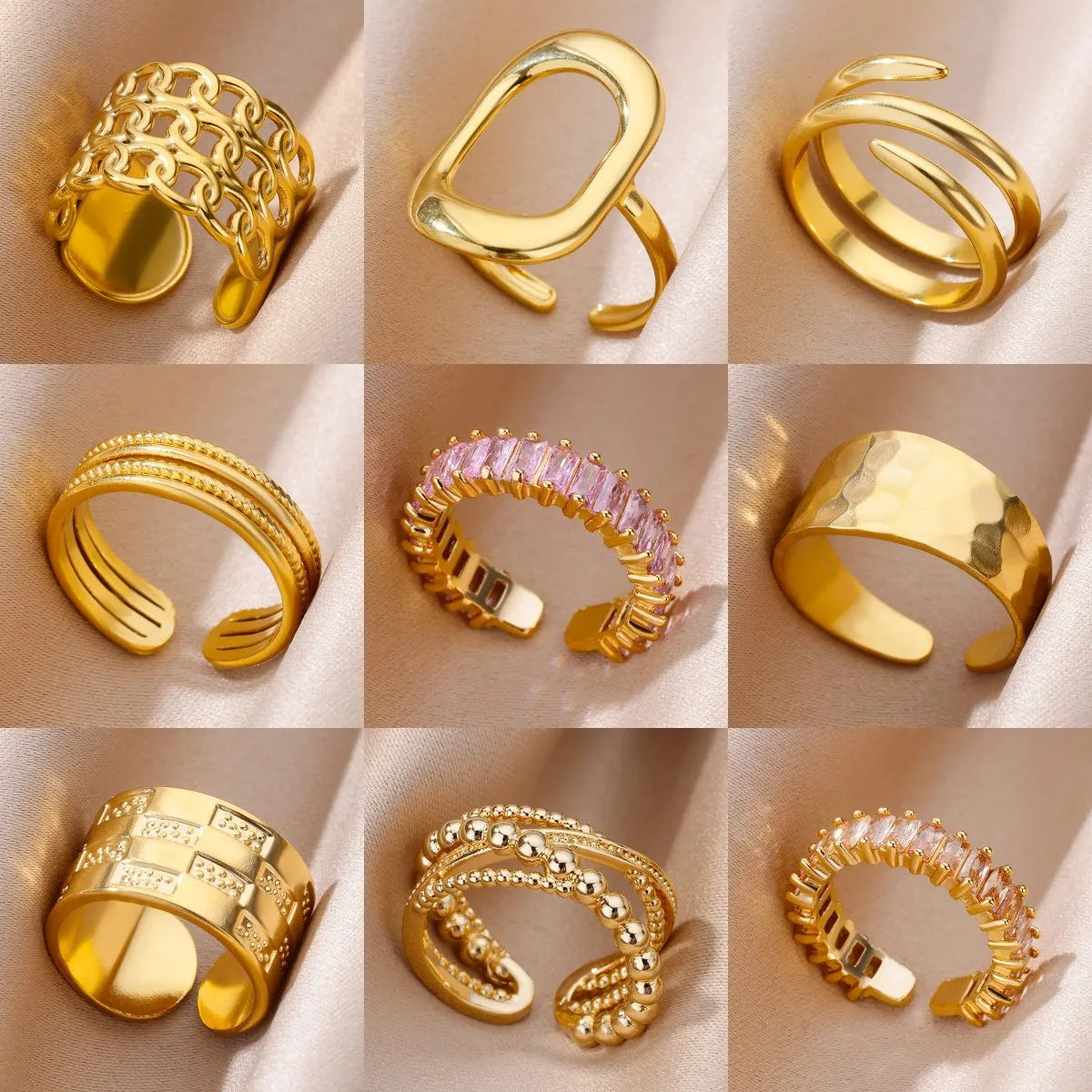 Gold Stainless Steel Adjustable Ring