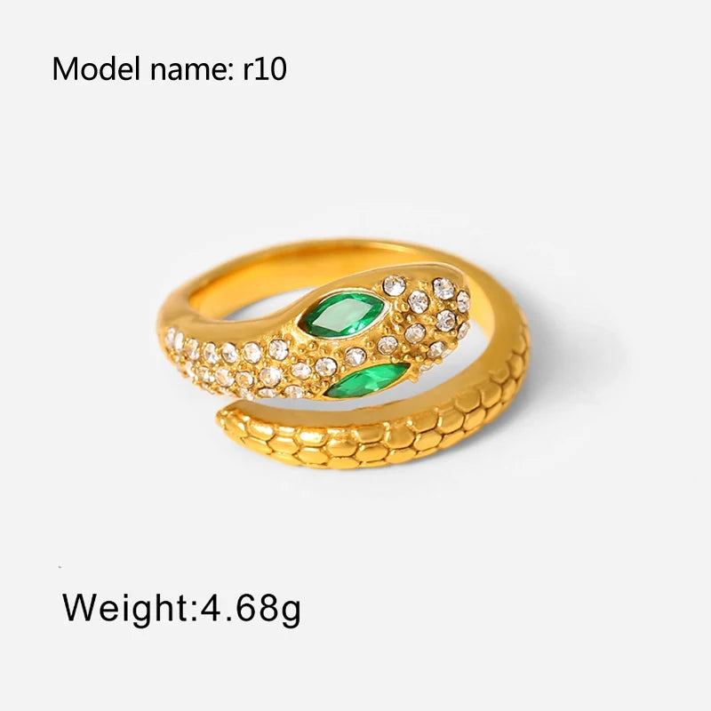 Gold Snake Shape Zircon Ring