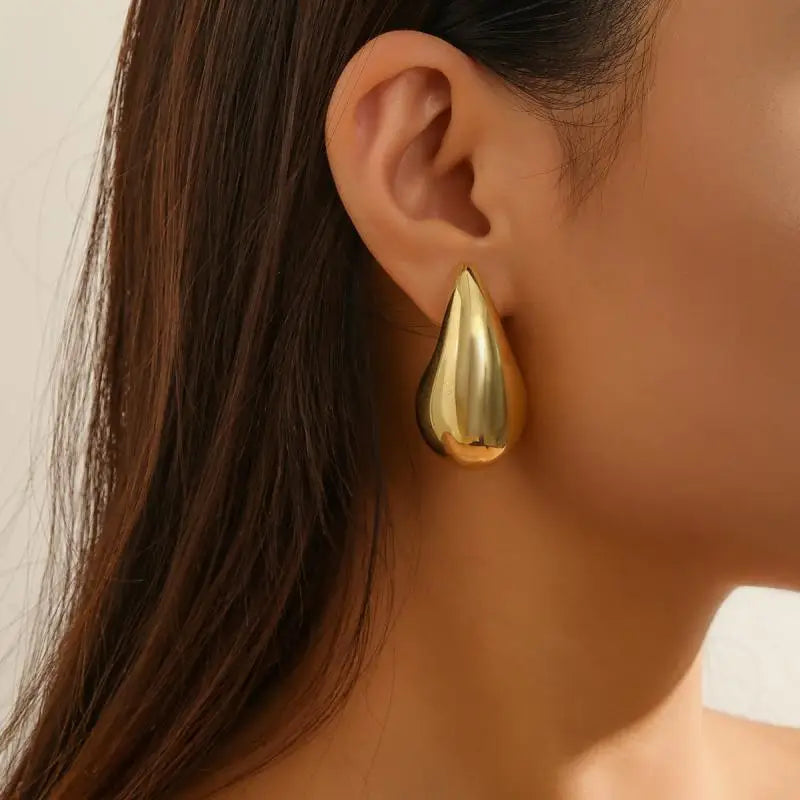 Chunky Gold Teardrop Earrings