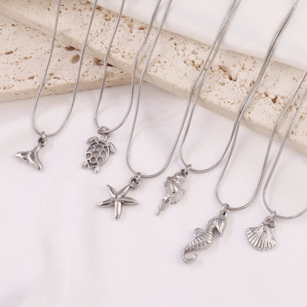 Gold Ocean Shell Pendant Necklace