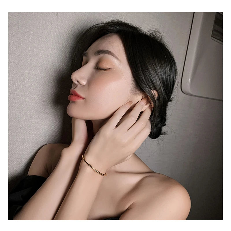 Gold Stainless Steel Bamboo Joint Bangles Trendy Bracelet