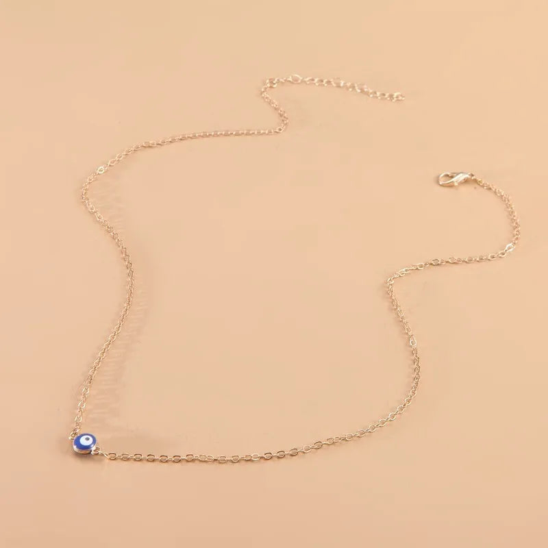 Deep Sea Blue Evil Eye Pendant Necklace