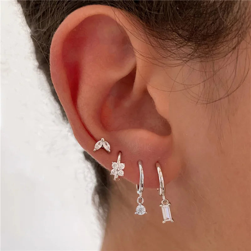 Tiny Crystal Huggie Hoop Earrings