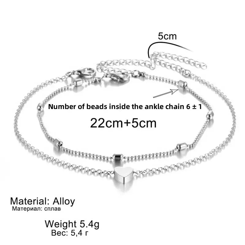 King Women’s Summer Heart Bead Anklet