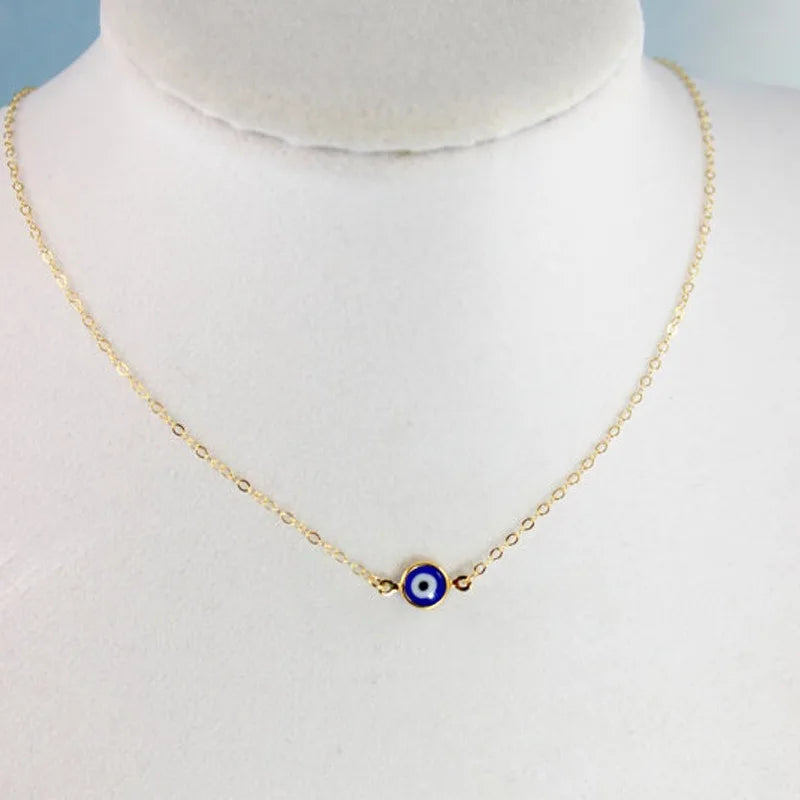 Deep Sea Blue Evil Eye Pendant Necklace