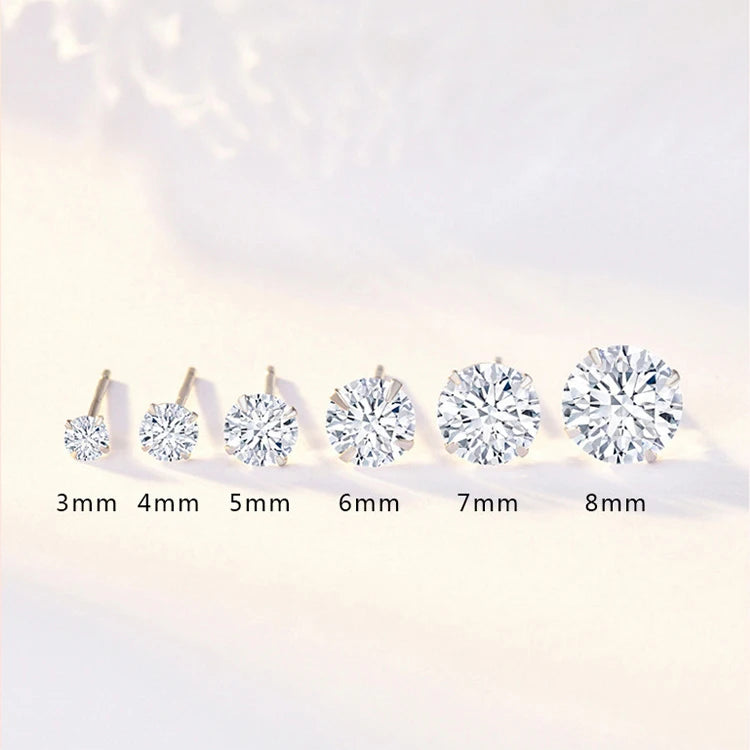 925 Sterling Silver Crystal Zircon Stud Earrings