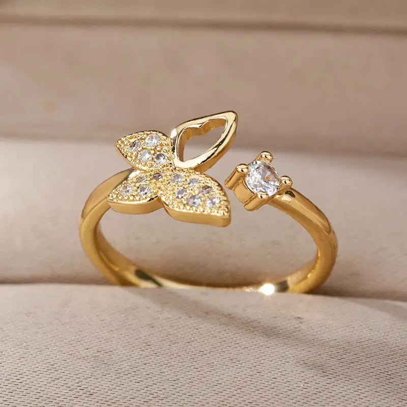 Elegant Bee Butterfly Ring
