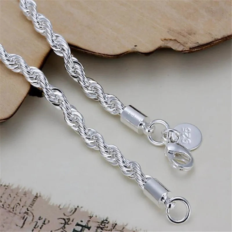 High-Quality 925 Sterling Silver Twisted Rope Bracelets