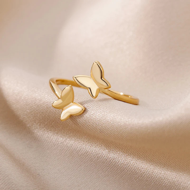 Stainless Steel Double Butterfly Adjustable Ring
