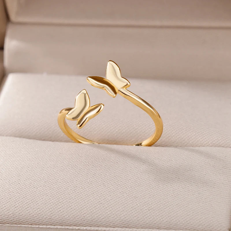 Stainless Steel Double Butterfly Adjustable Ring