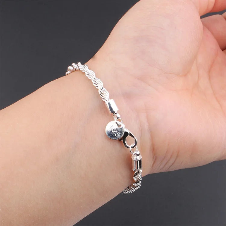 High-Quality 925 Sterling Silver Twisted Rope Bracelets