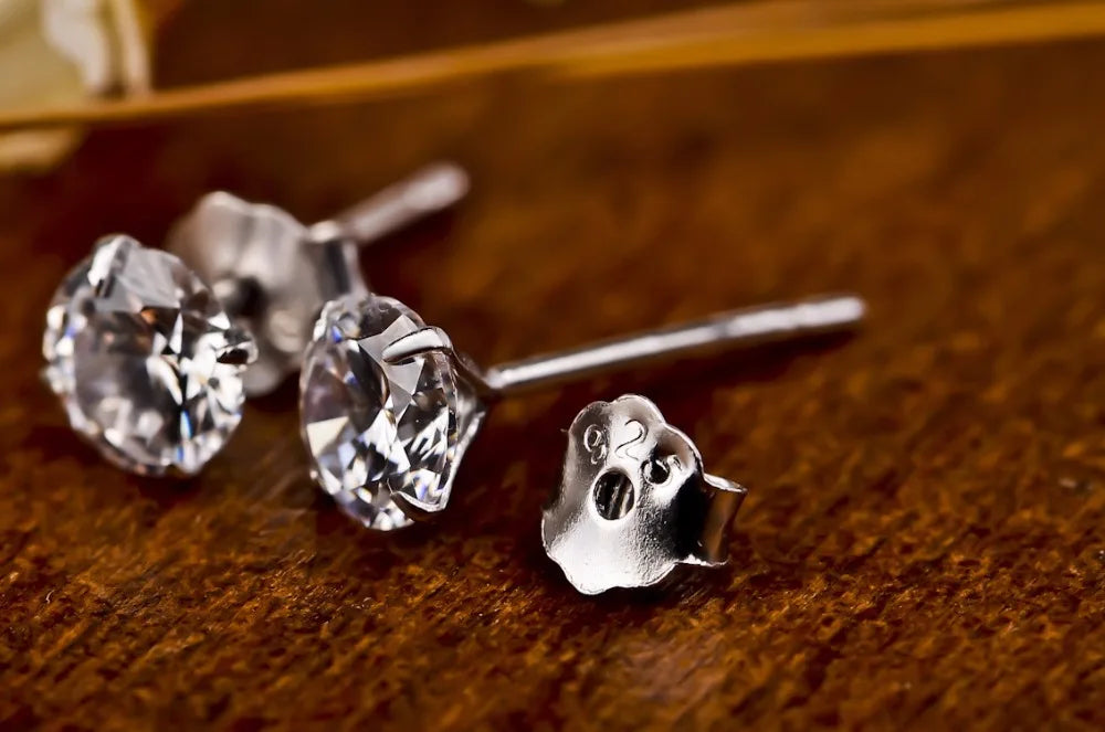 925 Sterling Silver Crystal Zircon Stud Earrings
