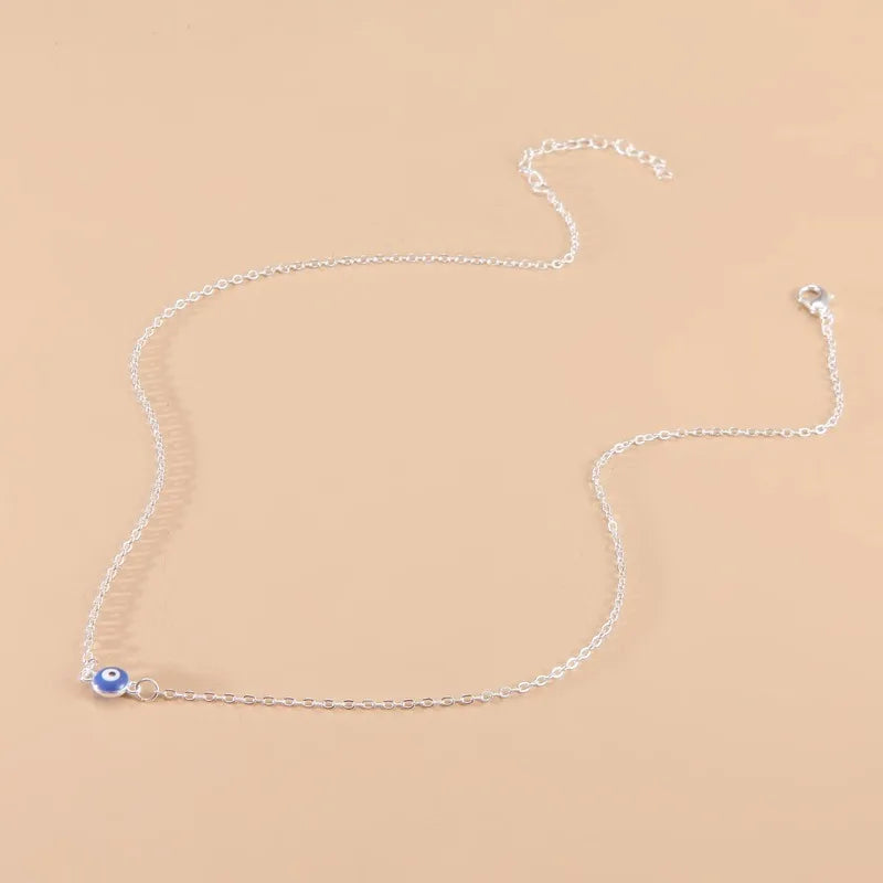 Deep Sea Blue Evil Eye Pendant Necklace