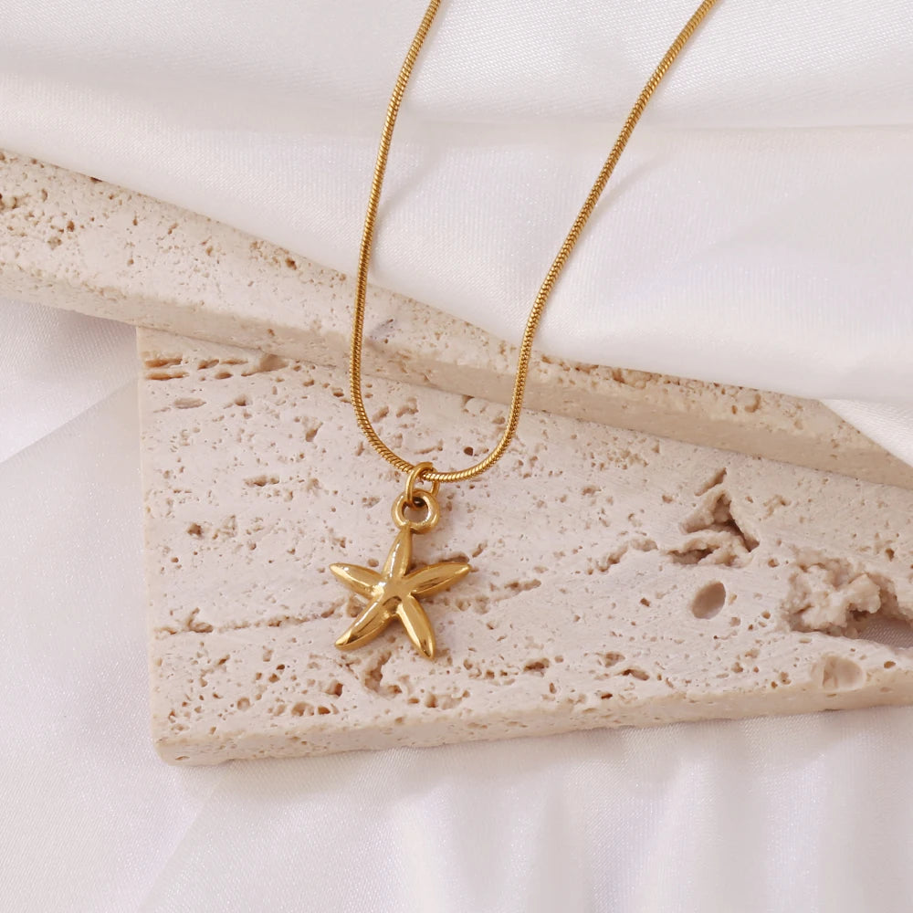 Gold Ocean Shell Pendant Necklace