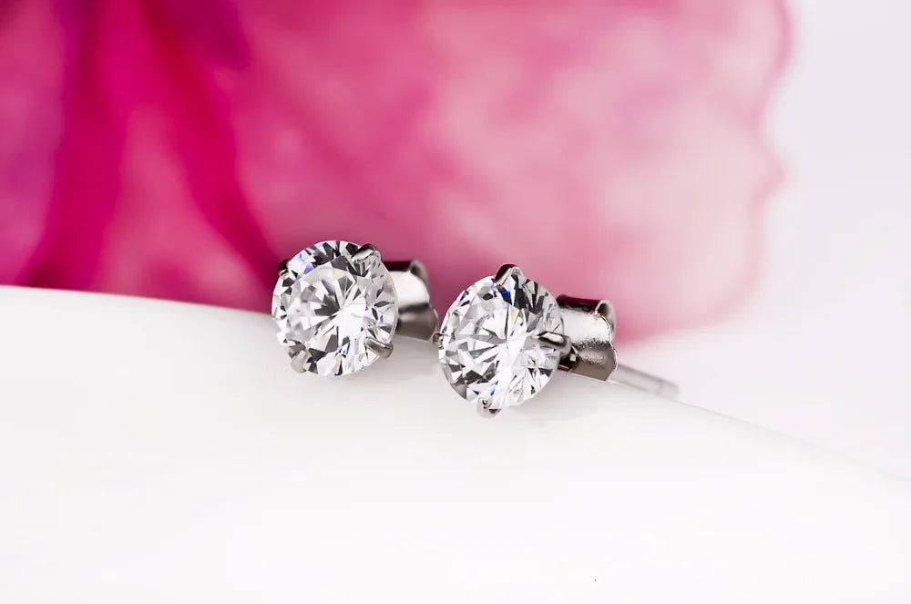 925 Sterling Silver Crystal Zircon Stud Earrings