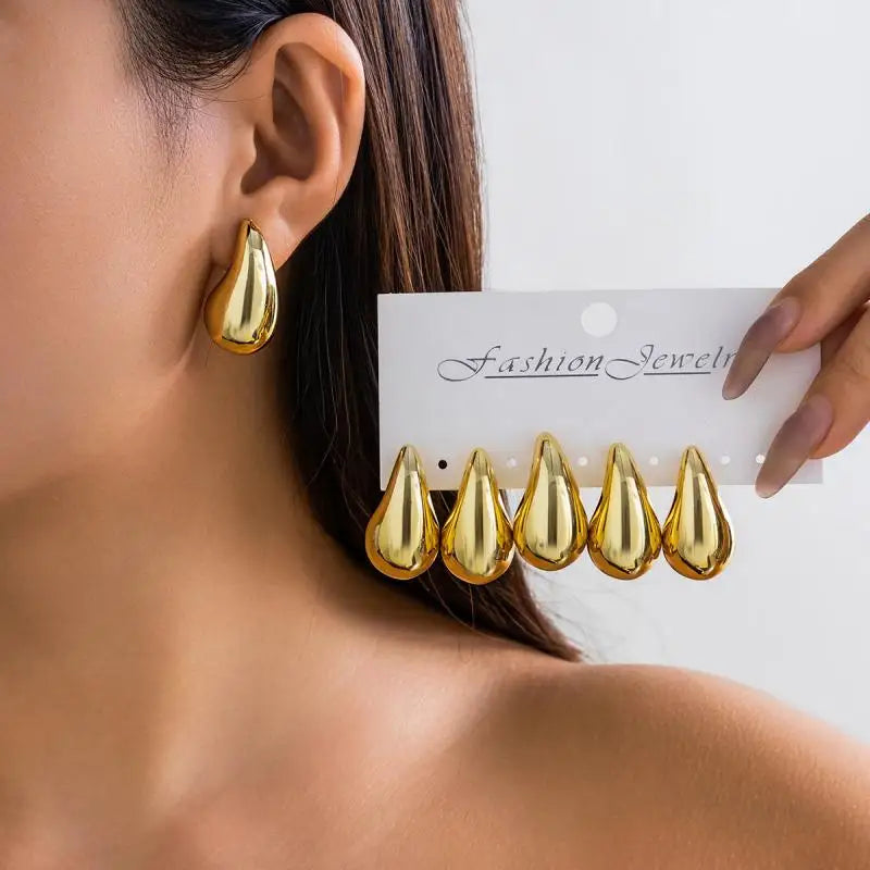 Chunky Gold Teardrop Earrings