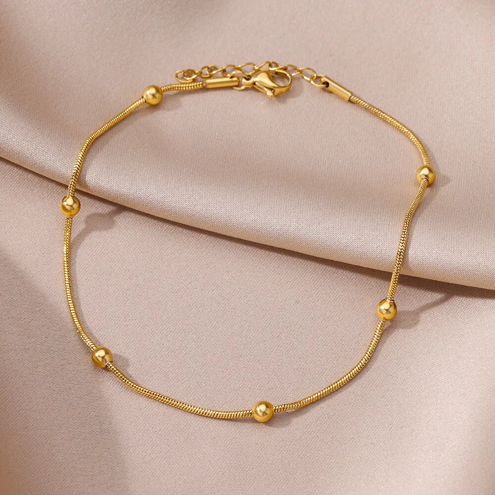 Gold Stainless Steel Adjustable Anklet