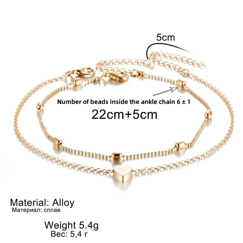 King Women’s Summer Heart Bead Anklet