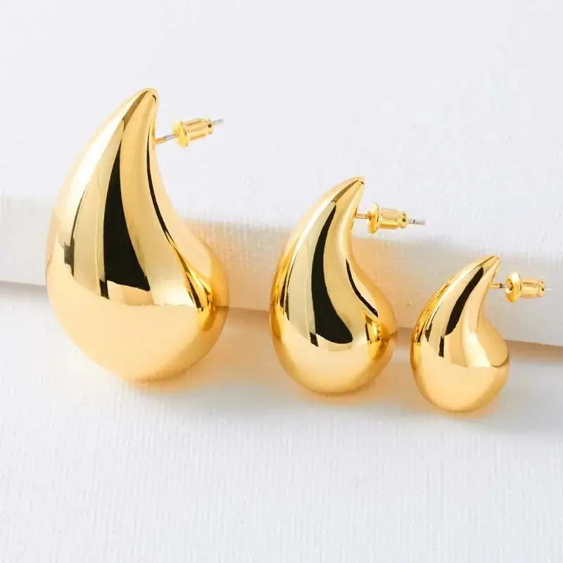 Chunky Gold Teardrop Earrings