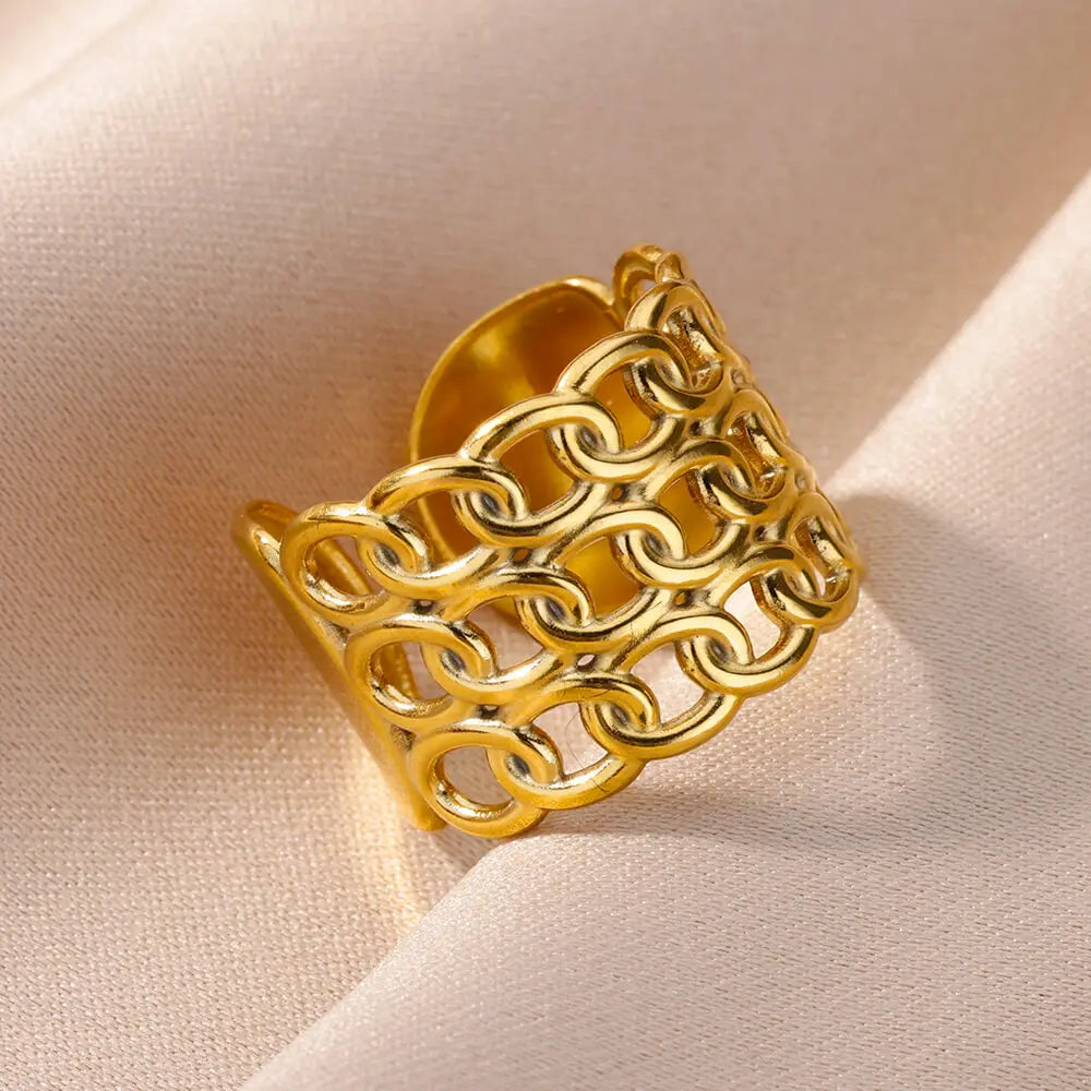 Gold Stainless Steel Adjustable Ring