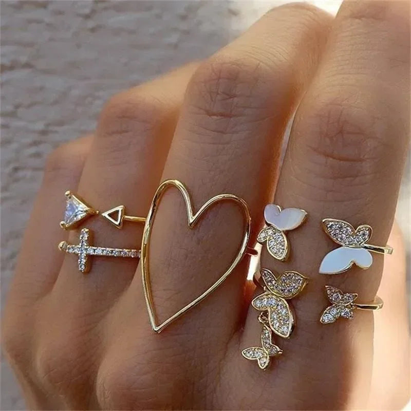 Vintage Crystal Rings Set