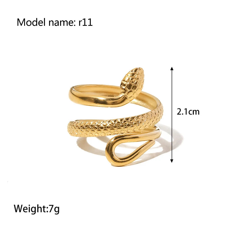 Gold Snake Shape Zircon Ring
