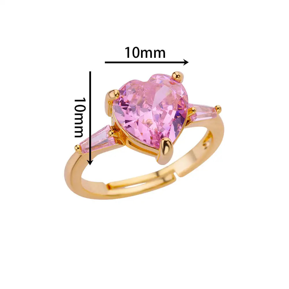 Gold-Plated Stainless Steel Adjustable Heart Ring