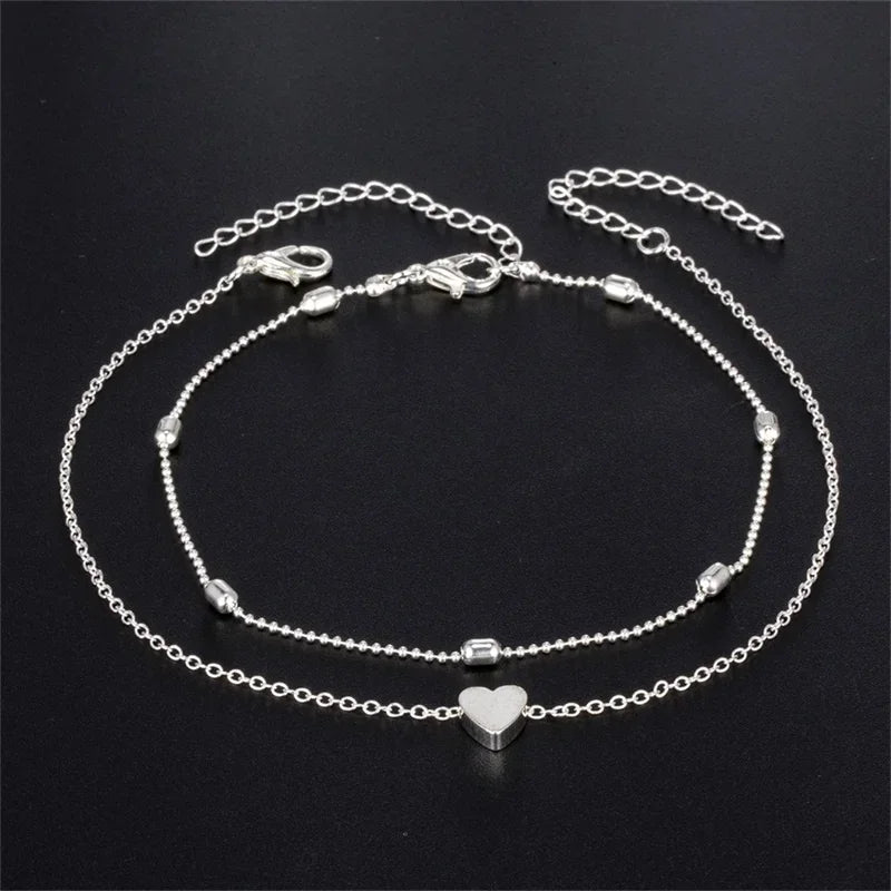 King Women’s Summer Heart Bead Anklet