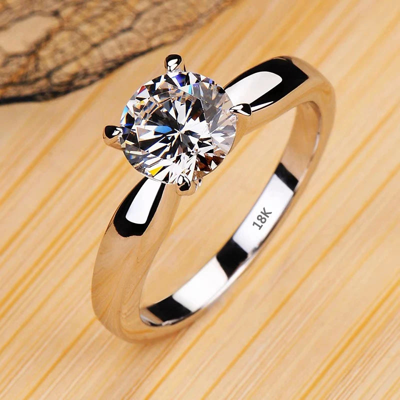 Luxury 18K White Gold Solitaire Ring