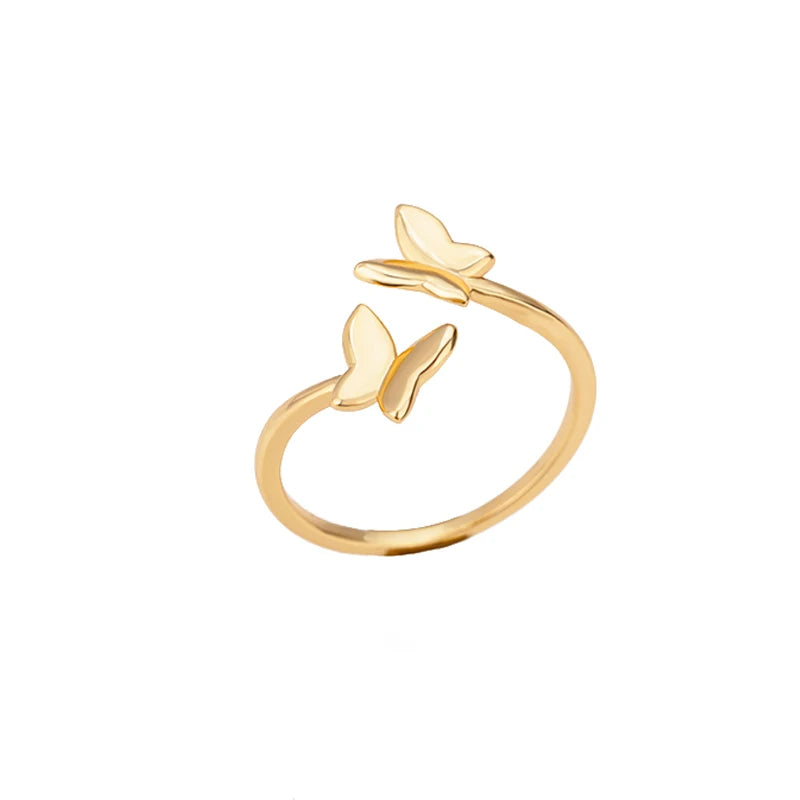 Stainless Steel Double Butterfly Adjustable Ring