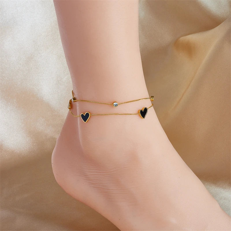 316L Stainless Steel Heart Anklet