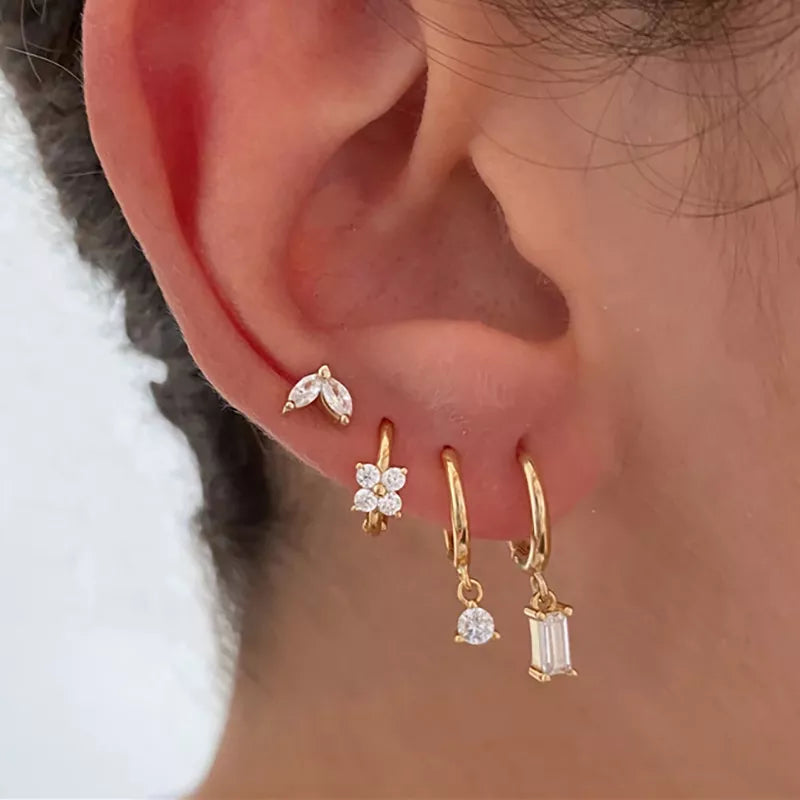 Tiny Crystal Huggie Hoop Earrings
