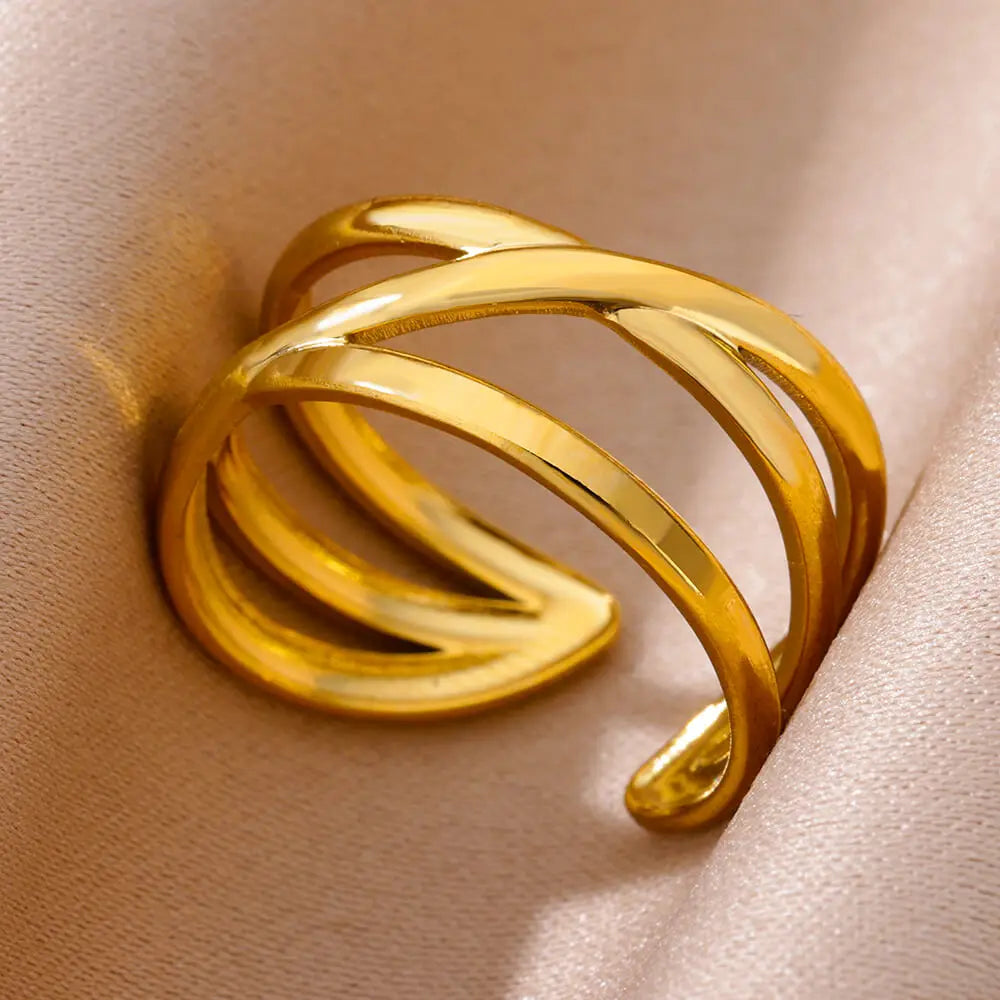 Gold Stainless Steel Adjustable Ring