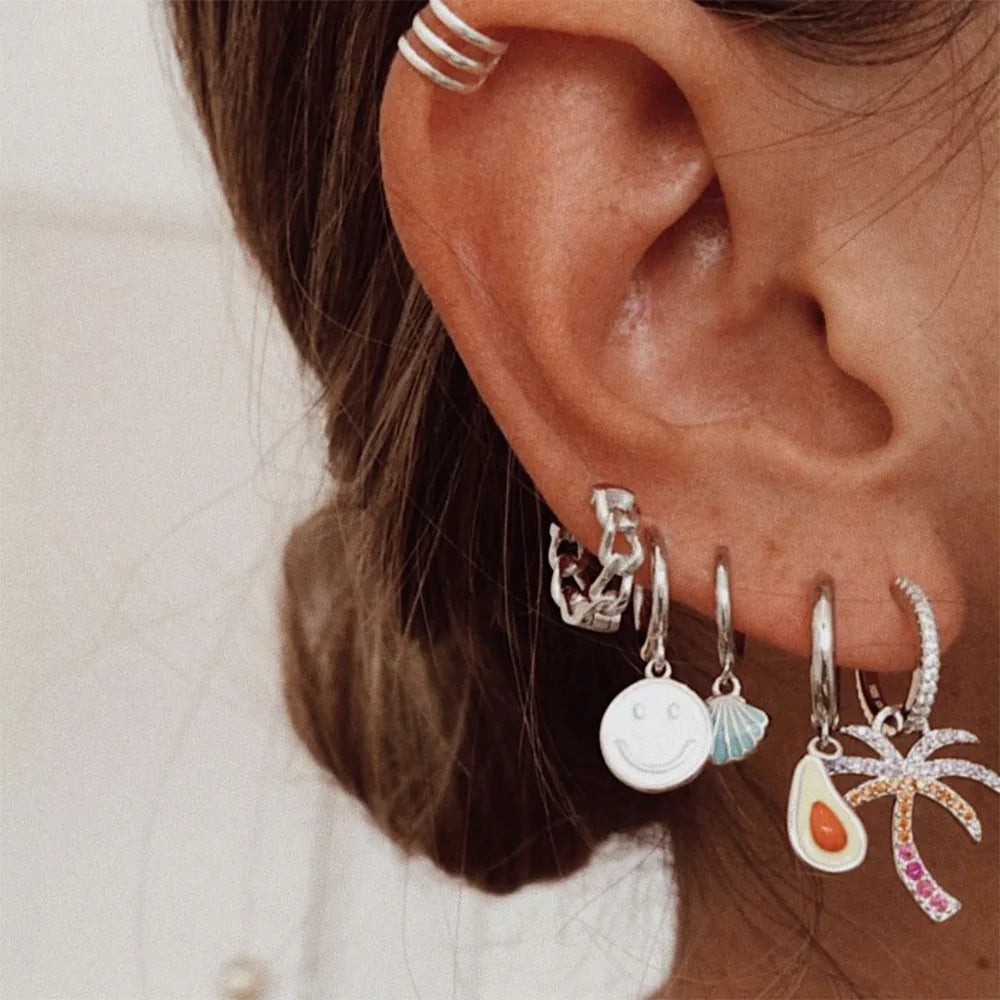 Multicolor Enamel Round Face Drop Earrings