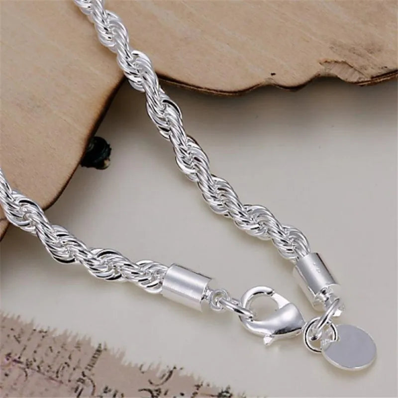 High-Quality 925 Sterling Silver Twisted Rope Bracelets