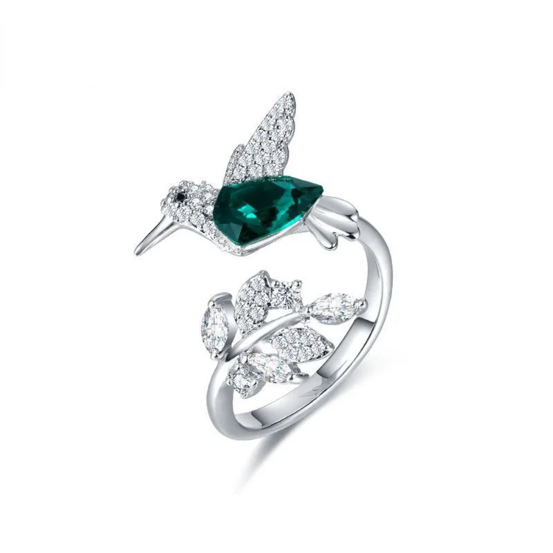 Elegant Blue Stone Hummingbird Ring