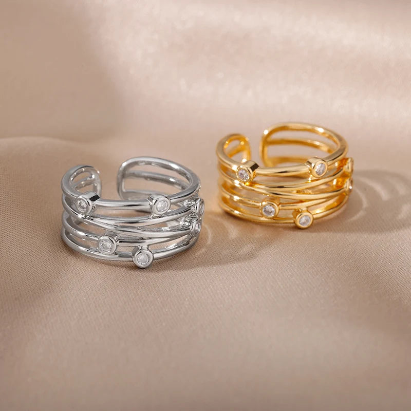 Adjustable Zircon Wrap Rings